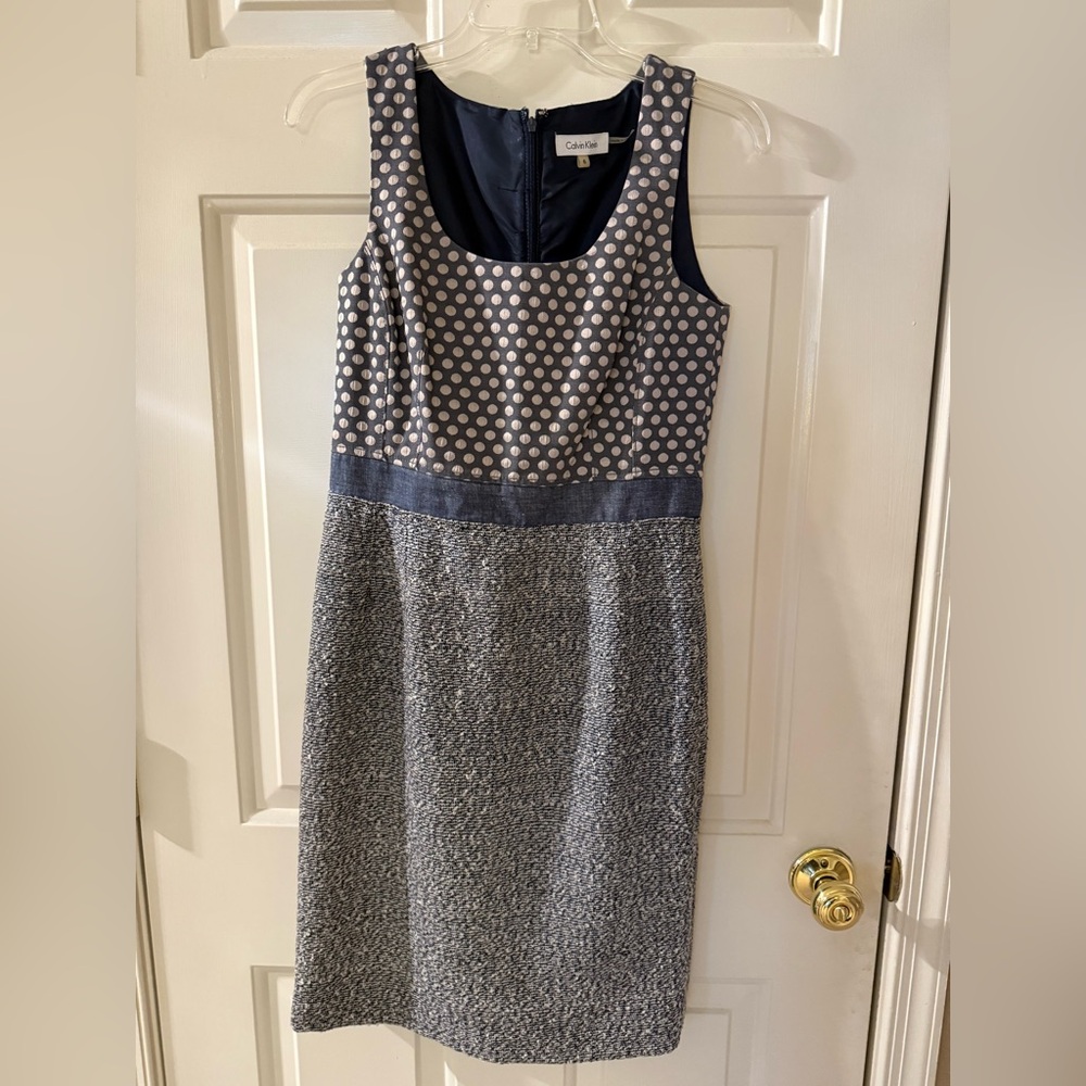 Calvin Klein Blue and White Dress with multi texture patterns
